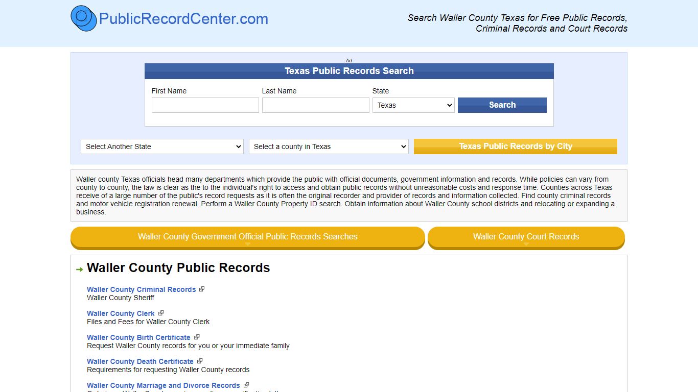 Waller County Texas Free Public Records - Court Records ...