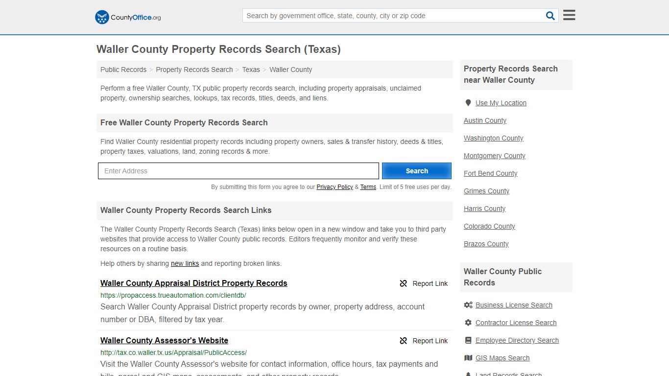 Property Records Search - Waller County, TX (Assessments ...